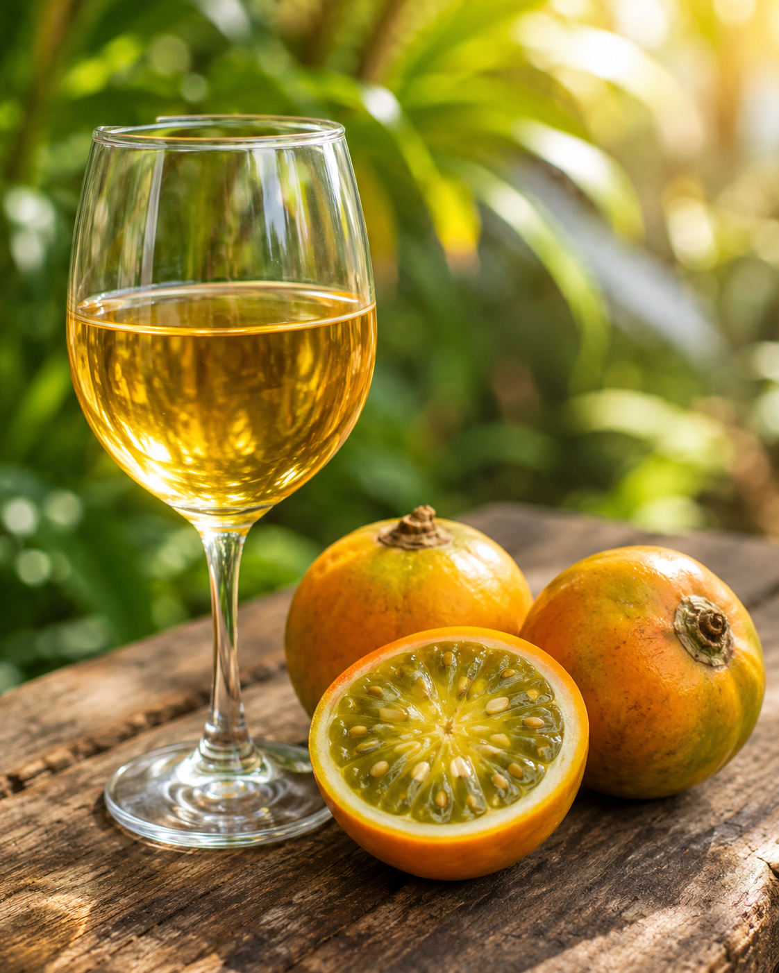 Copa de vino con lulo fresco